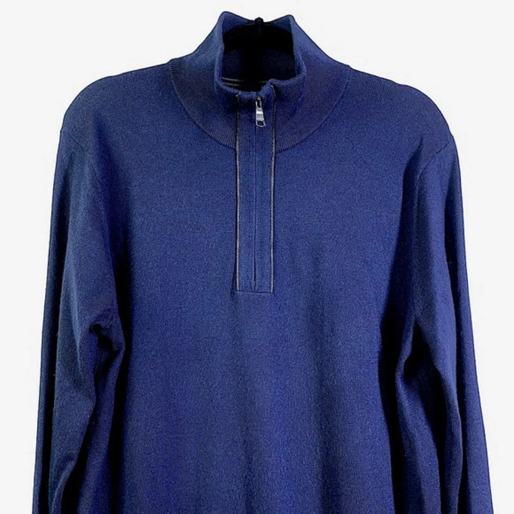 BANANA REPUBLIC Navy Blue Half-Zip Wool Pullover‎ Sweater